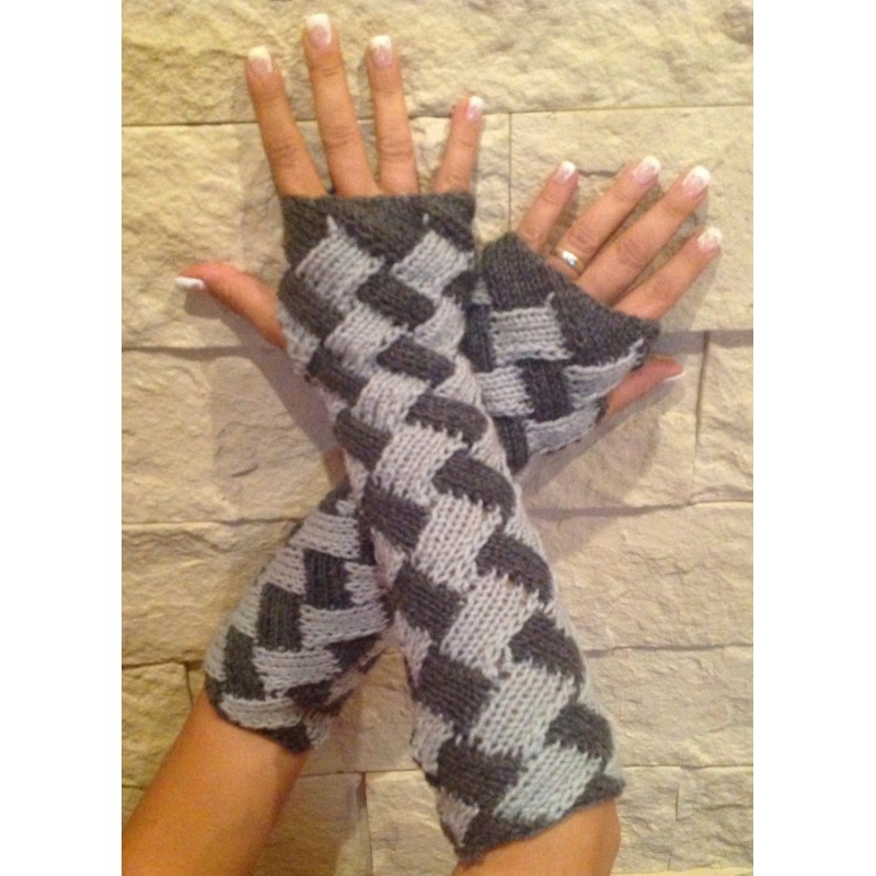 Stulpen - fingerlose Handschuhe - Entrelac