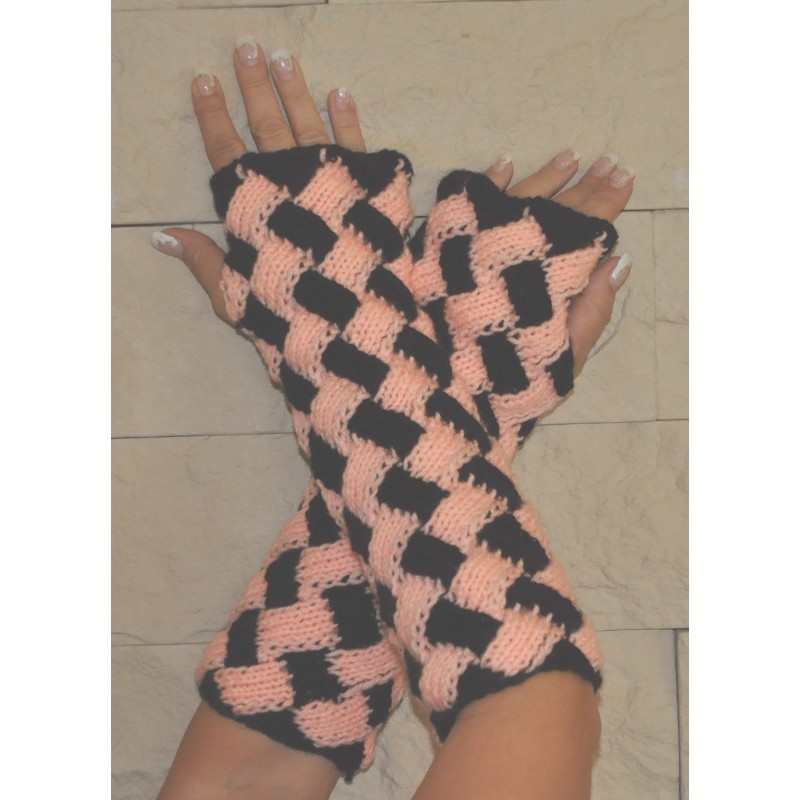 Stulpen - fingerlose Handschuhe - Entrelac