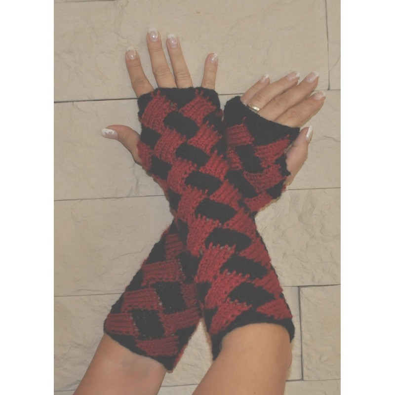 Stulpen - fingerlose Handschuhe - Entrelac